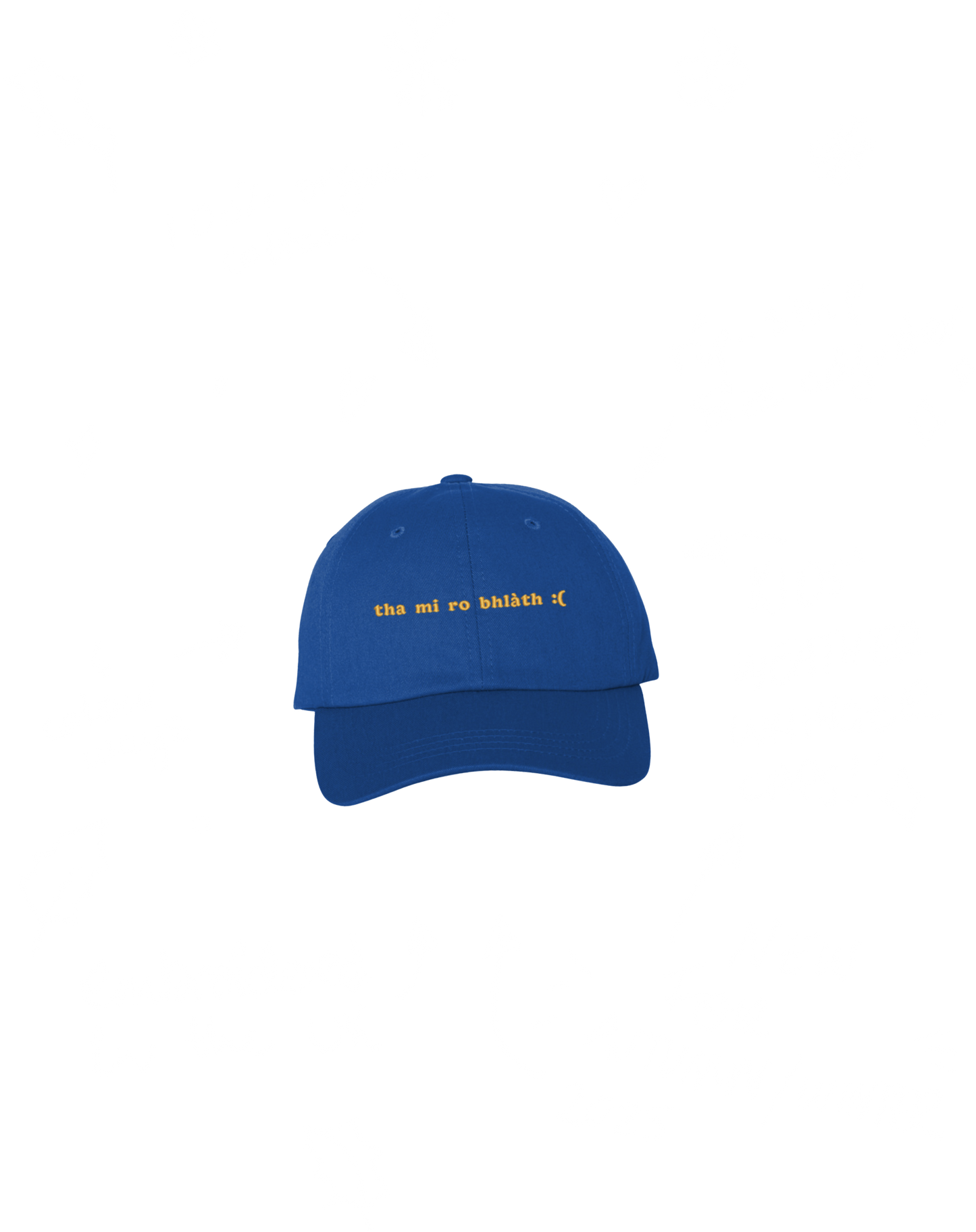 Am Too Hot :( - Scottish Gàidhlig Kids Cap - Buidhe air Gorm